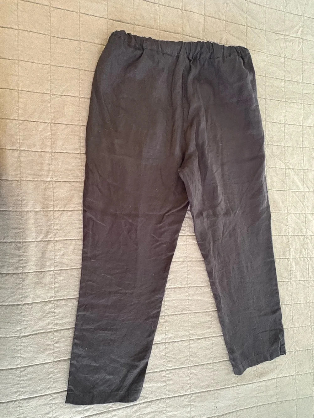Quince Black Elastic-Waist Linen Crop Pants